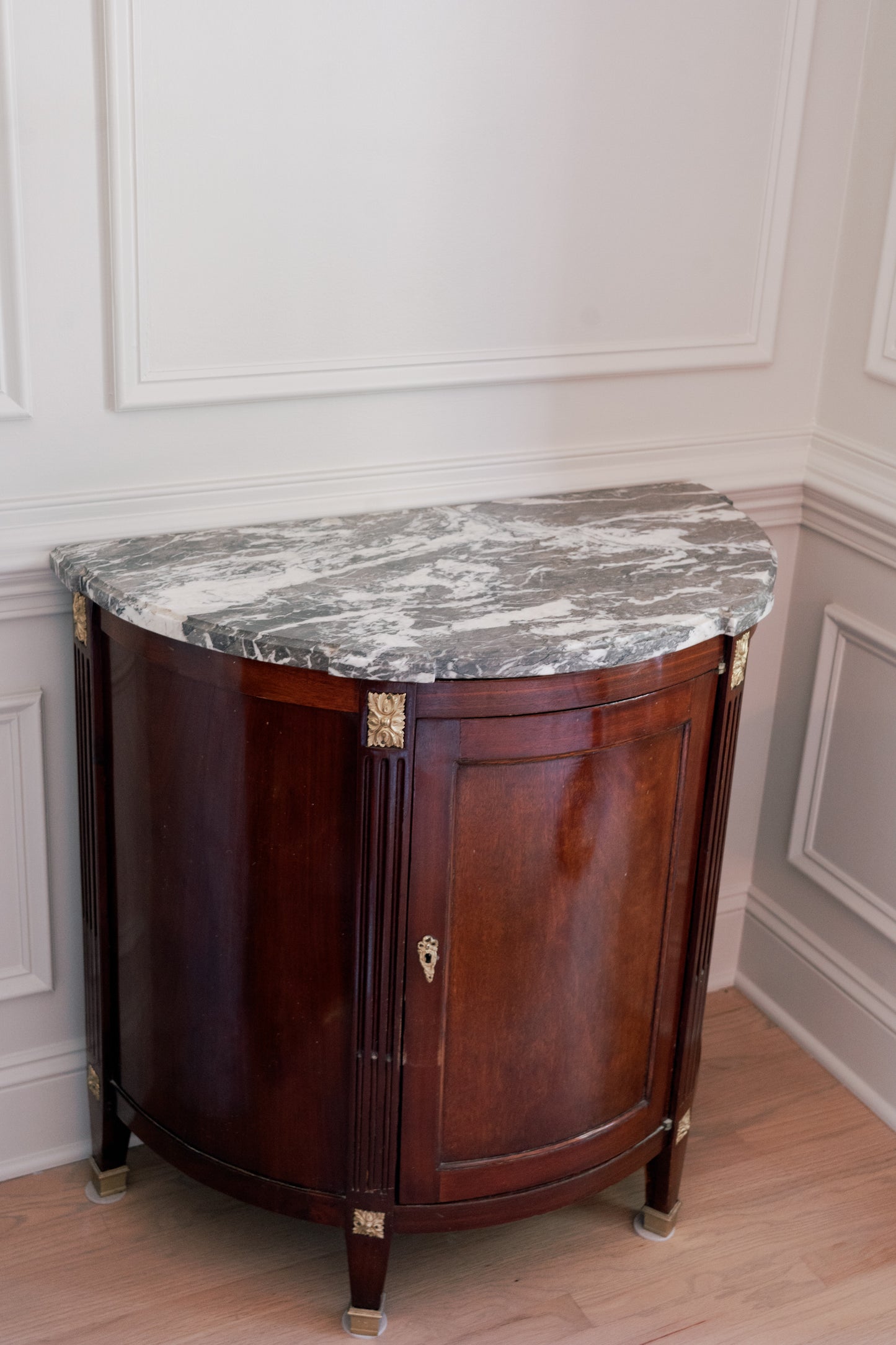 Antique French Louis XVI Style Demi-Lune Commode