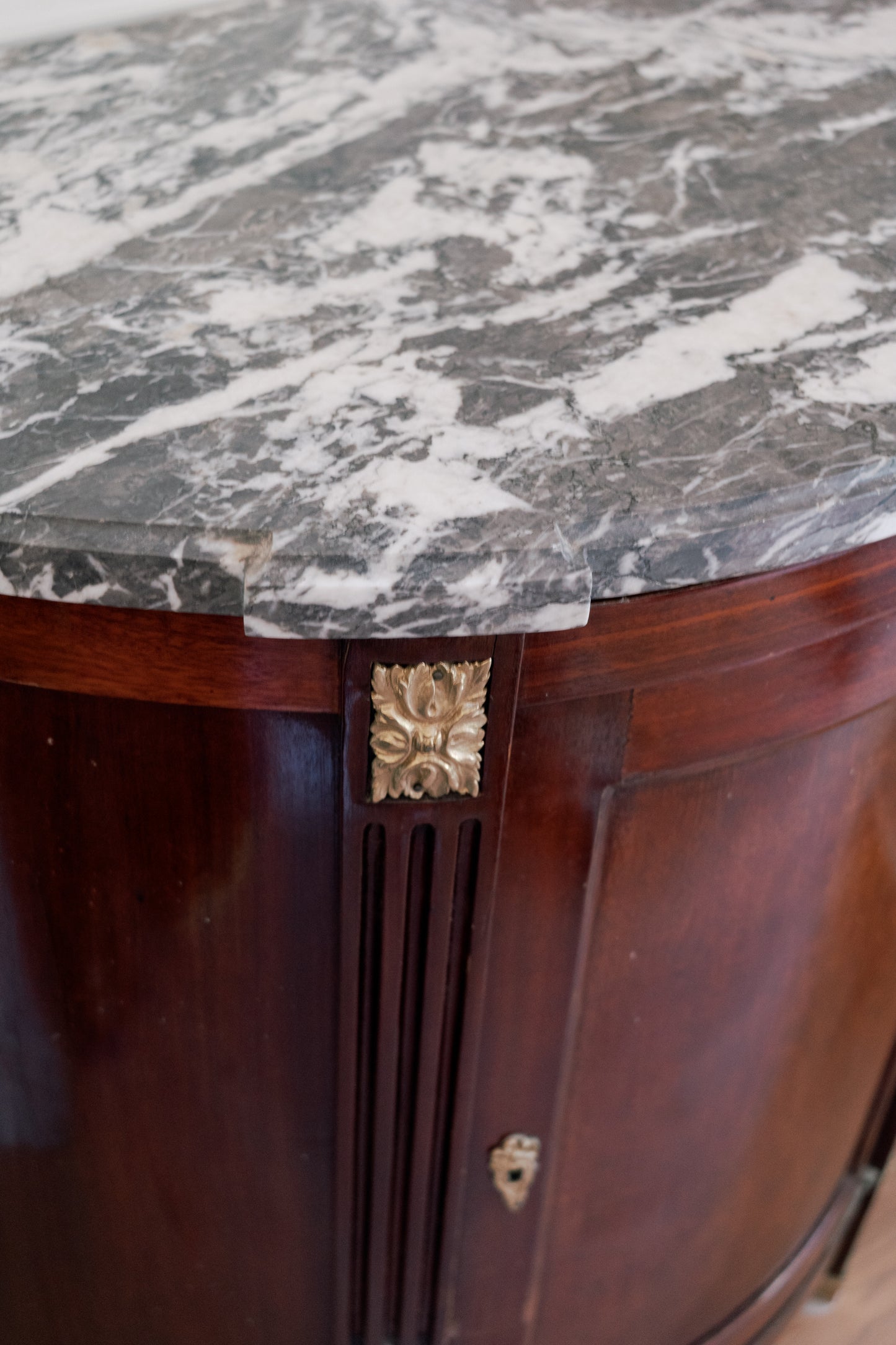 Antique French Louis XVI Style Demi-Lune Commode