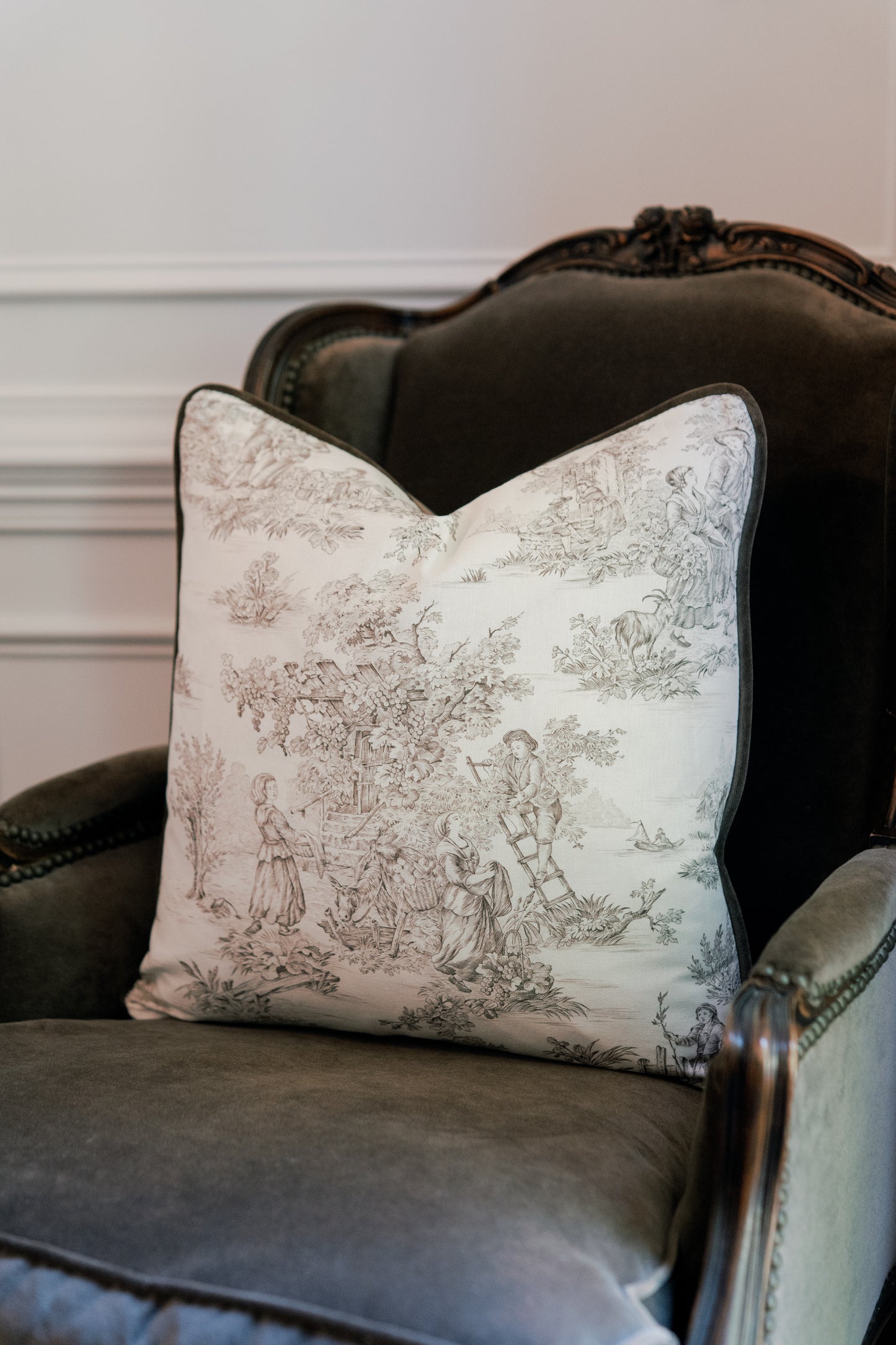 Double Sided French Toile Pillow