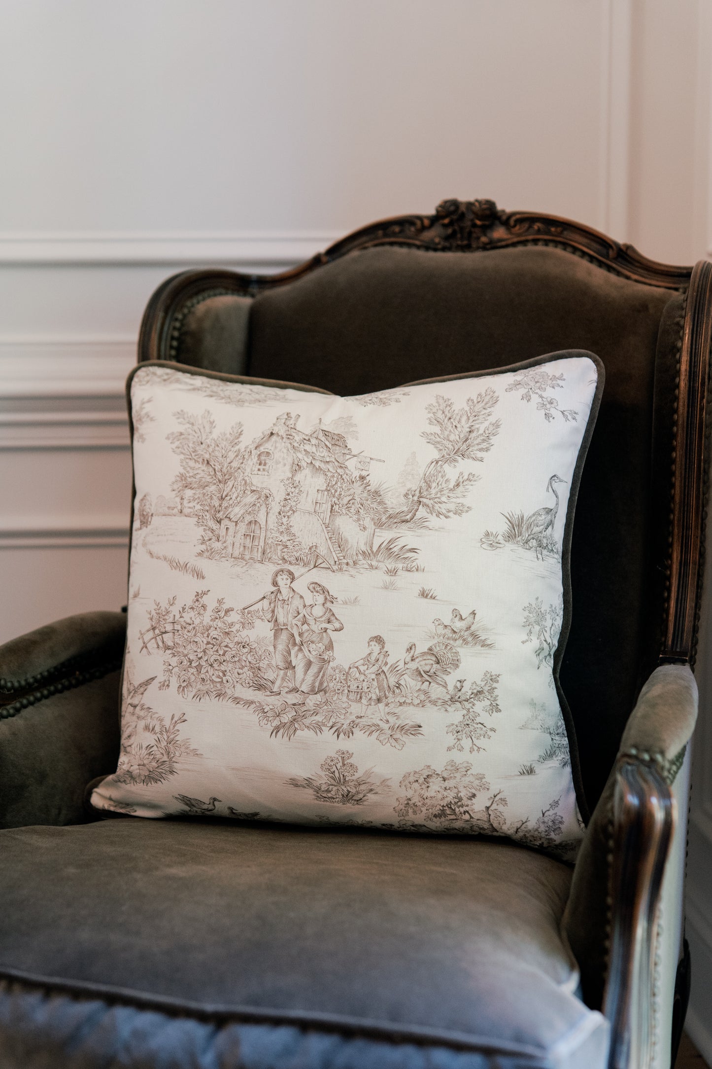 Double Sided French Toile Pillow
