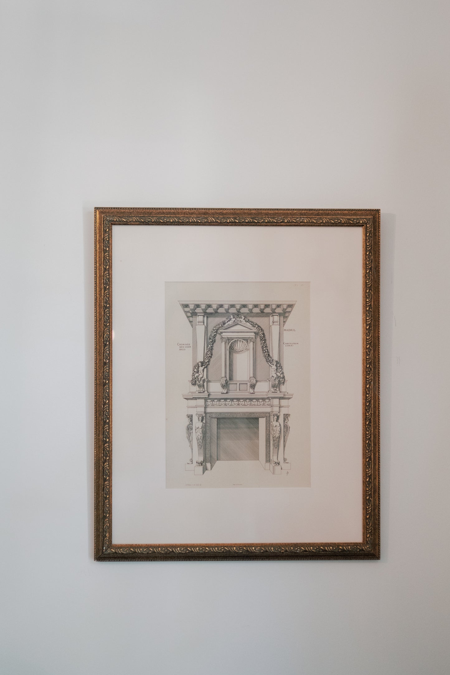 Antique Engraving of a Renaissance Fireplace