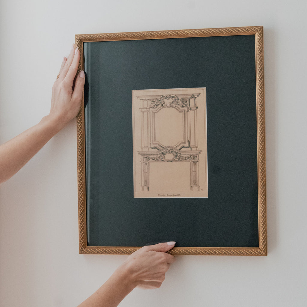 French Louis XIII Fireplace Architectural Drawing