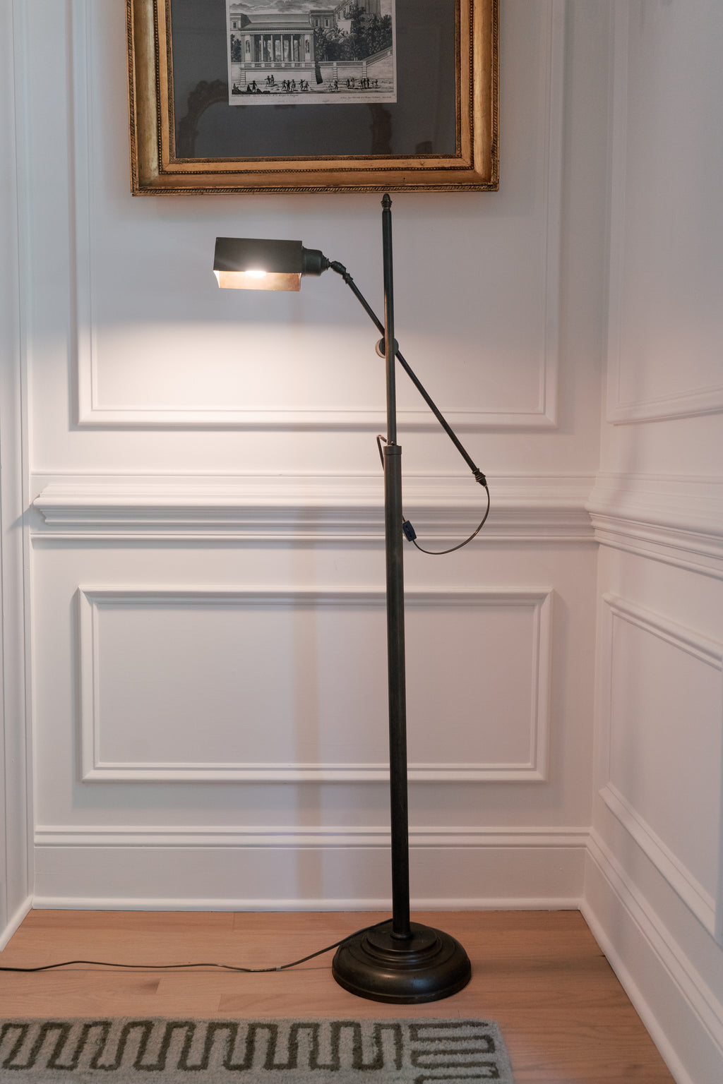 Mid-Century Adjustable Brass Floor Lamp