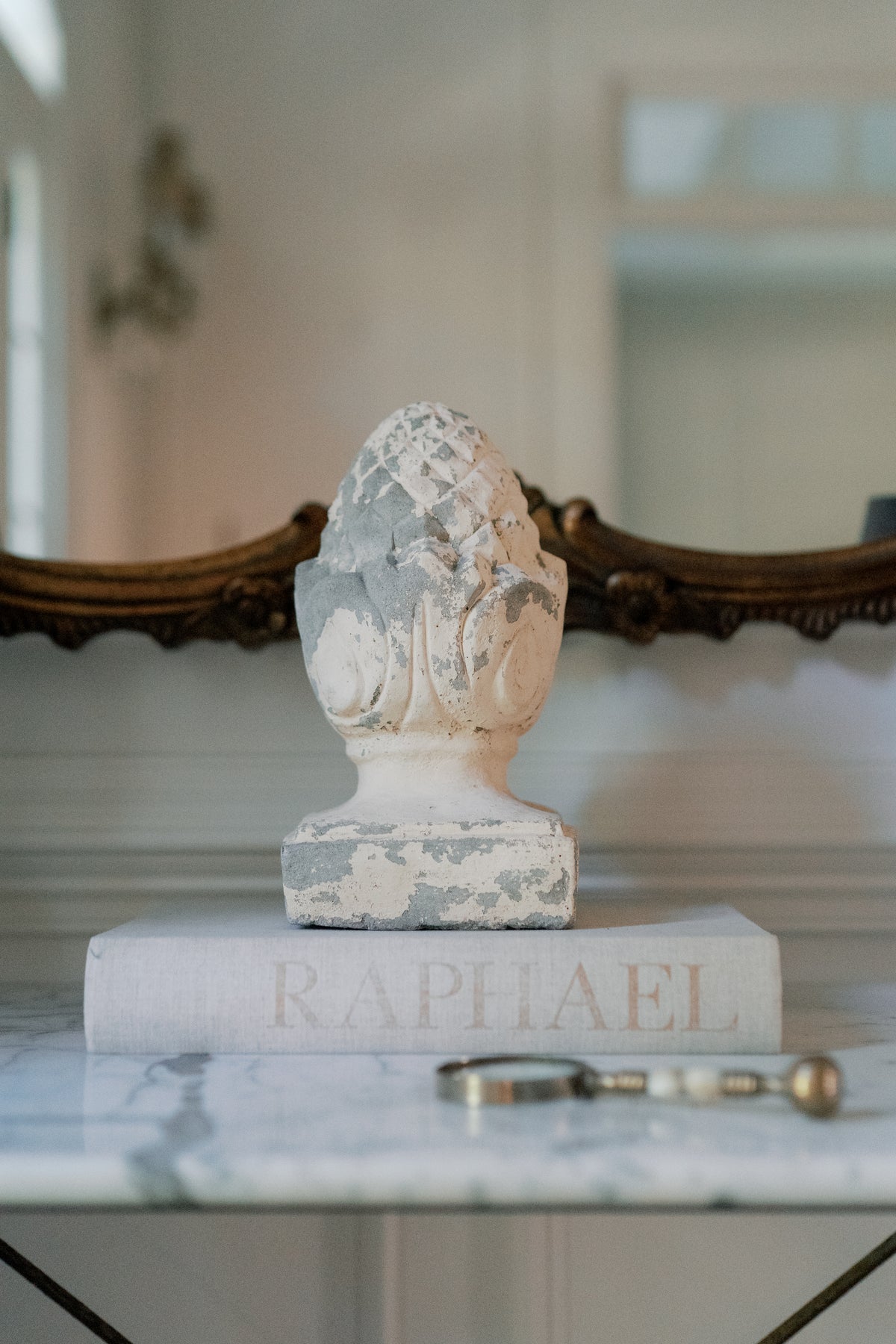 French Cast Stone Artichoke Finial