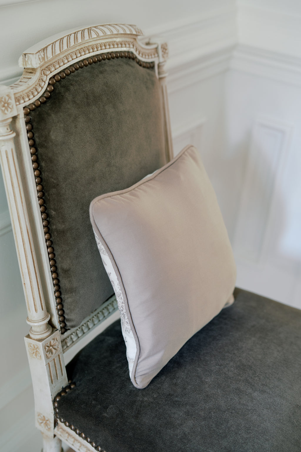 12x12 French Toile Ivory & Taupe Brown Pillow
