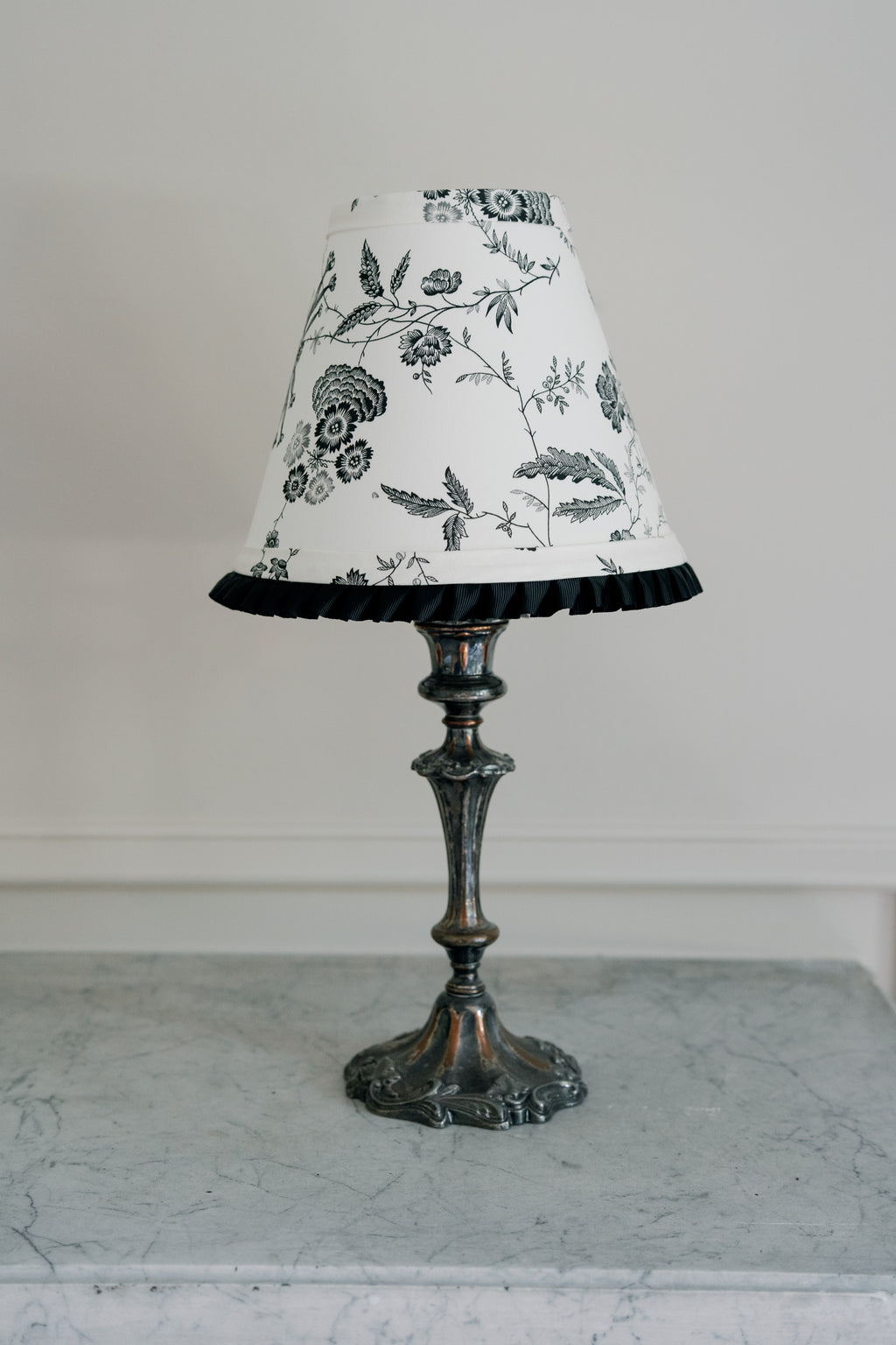 French Louis XV Style Silver-Plated Candlestick Lamp
