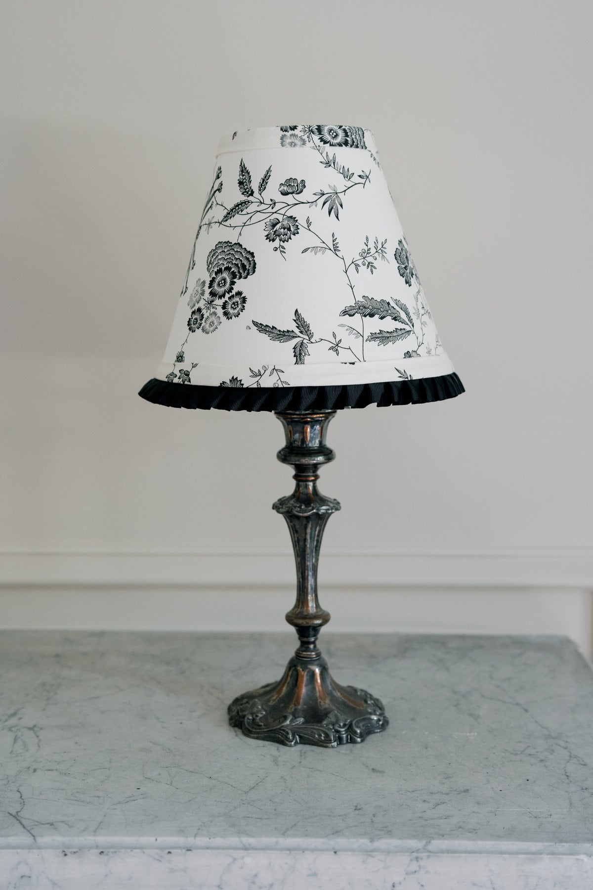 French Louis XV Style Silver-Plated Candlestick Lamp