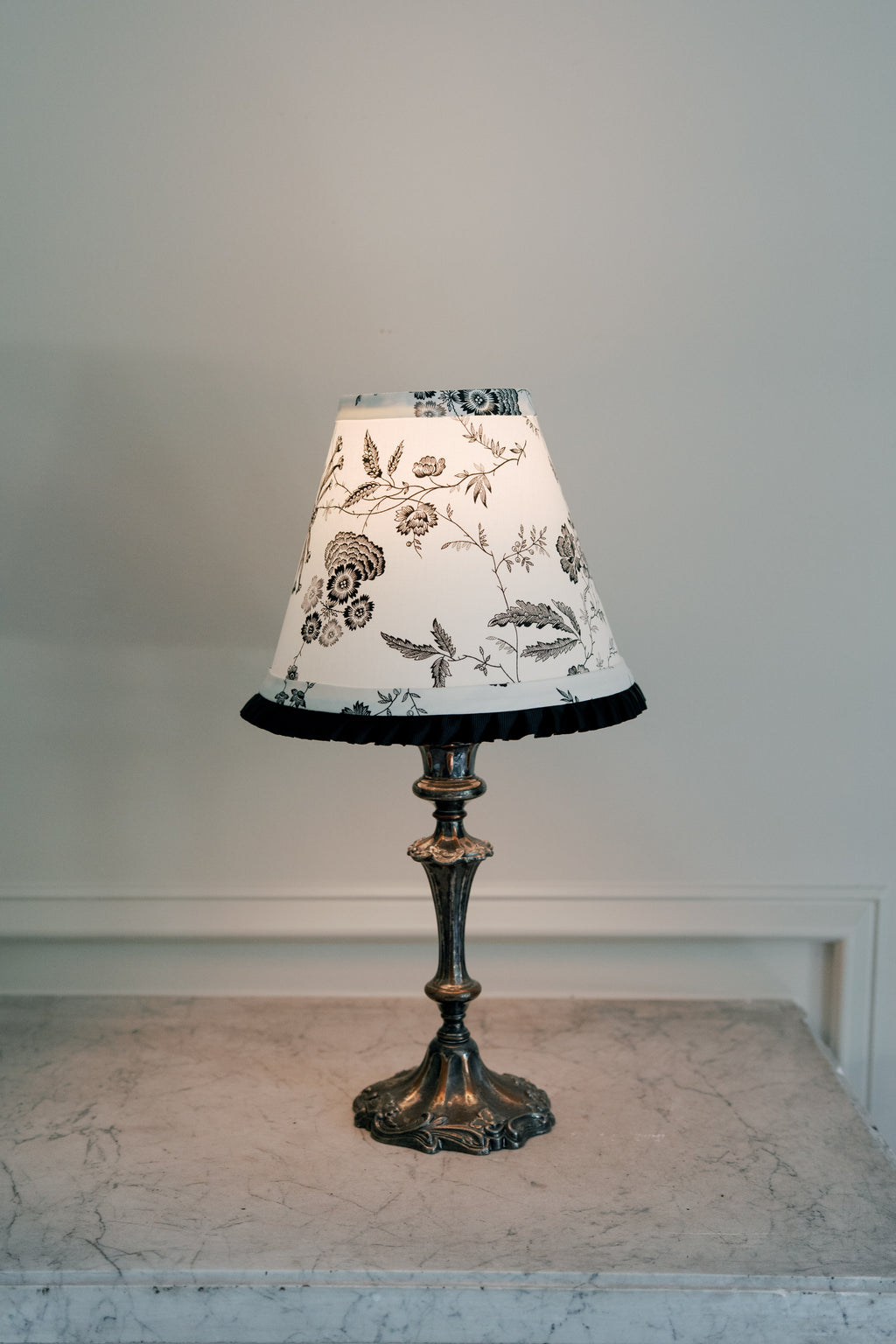 French Louis XV Style Silver-Plated Candlestick Lamp