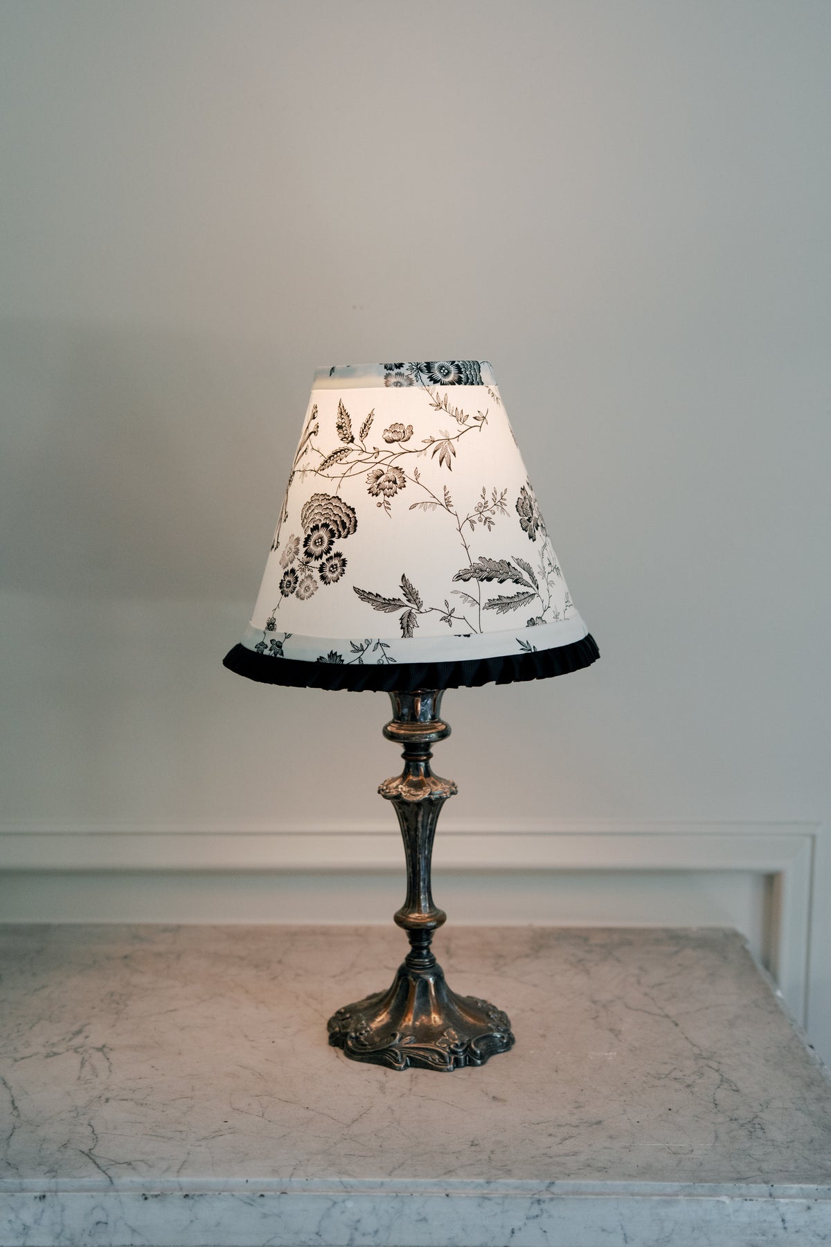 French Louis XV Style Silver-Plated Candlestick Lamp