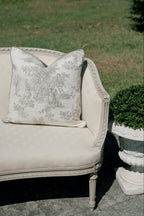 20x20 French Toile Ivory & Taupe Brown Pillow
