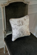 12x12 French Toile Ivory & Taupe Brown Pillow