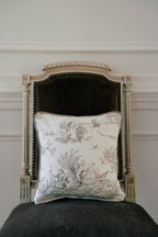 12x12 French Toile Ivory & Taupe Brown Pillow