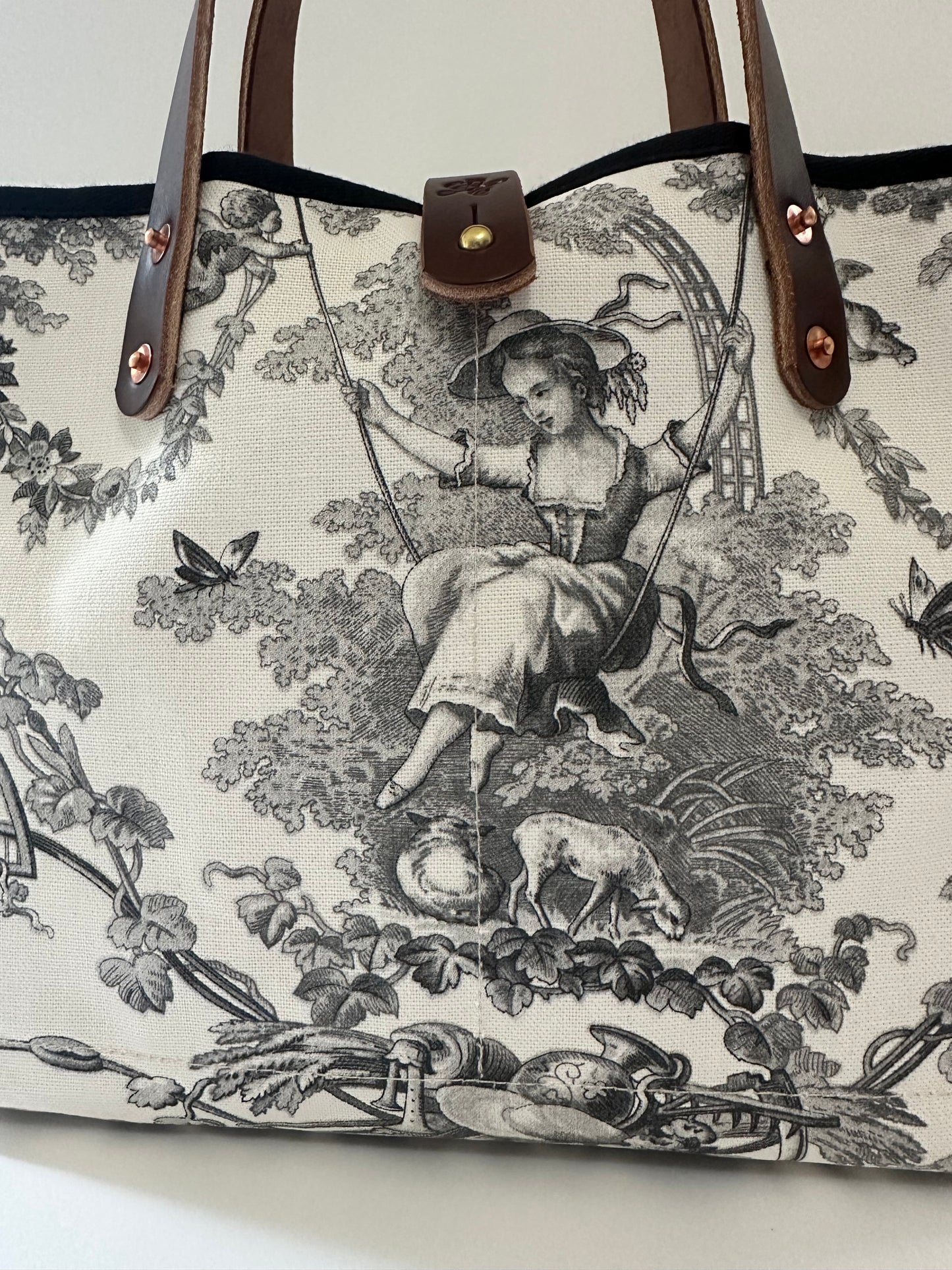 Black Toile De Jouy Small Tote