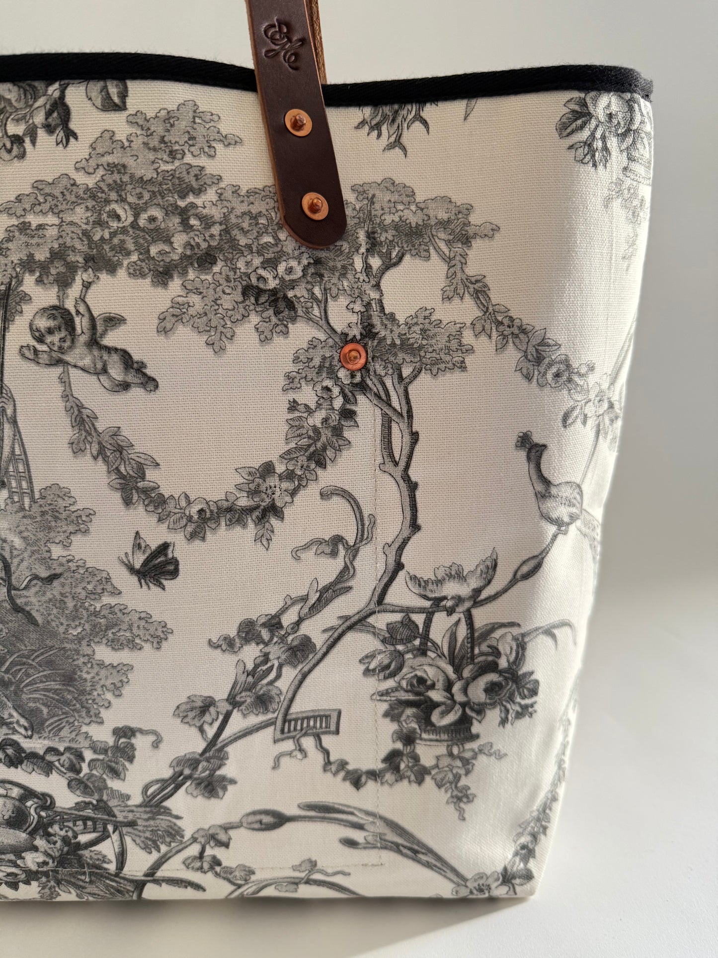 Black Toile De Jouy Large Tote