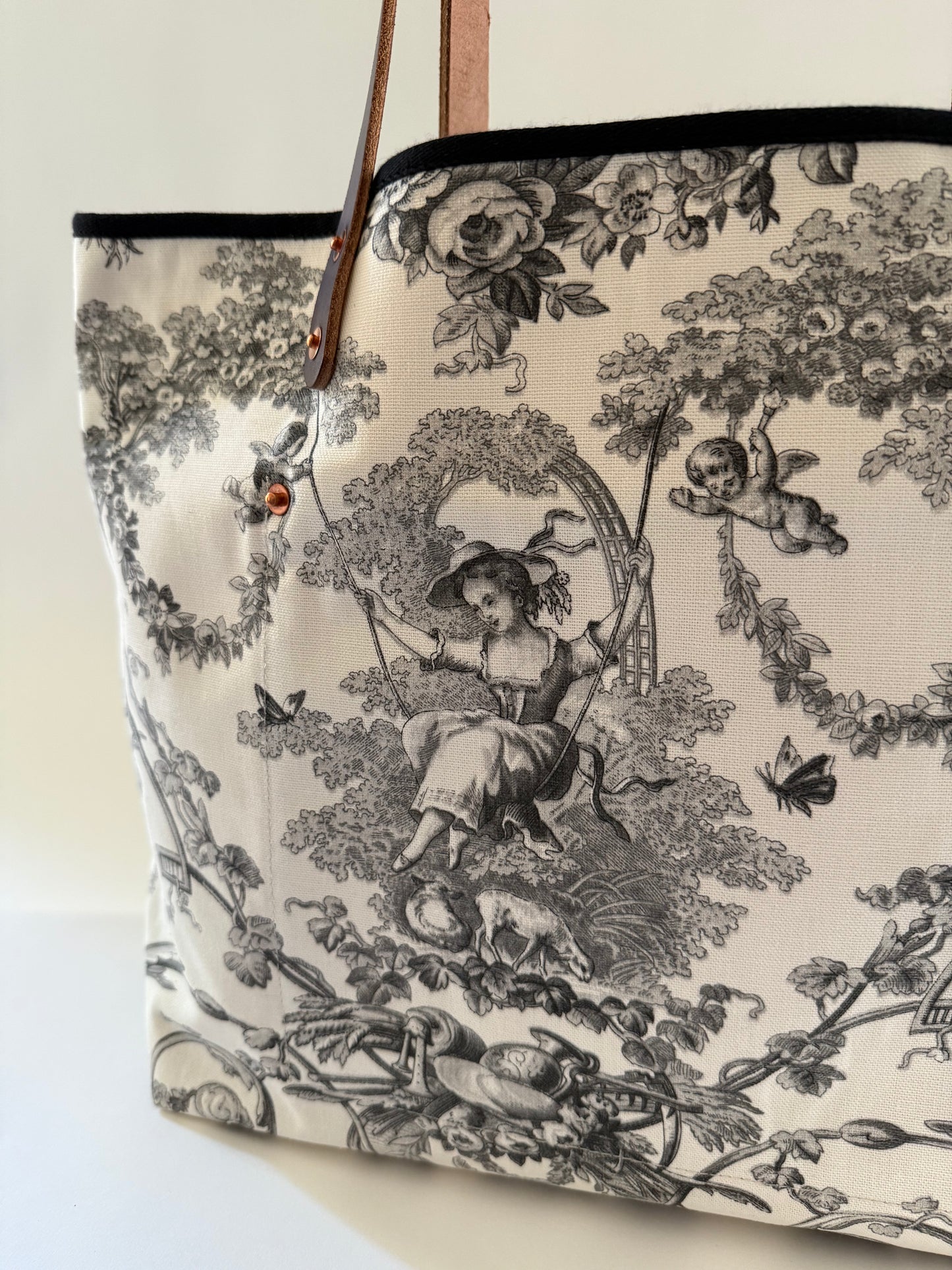 Black Toile De Jouy Large Tote
