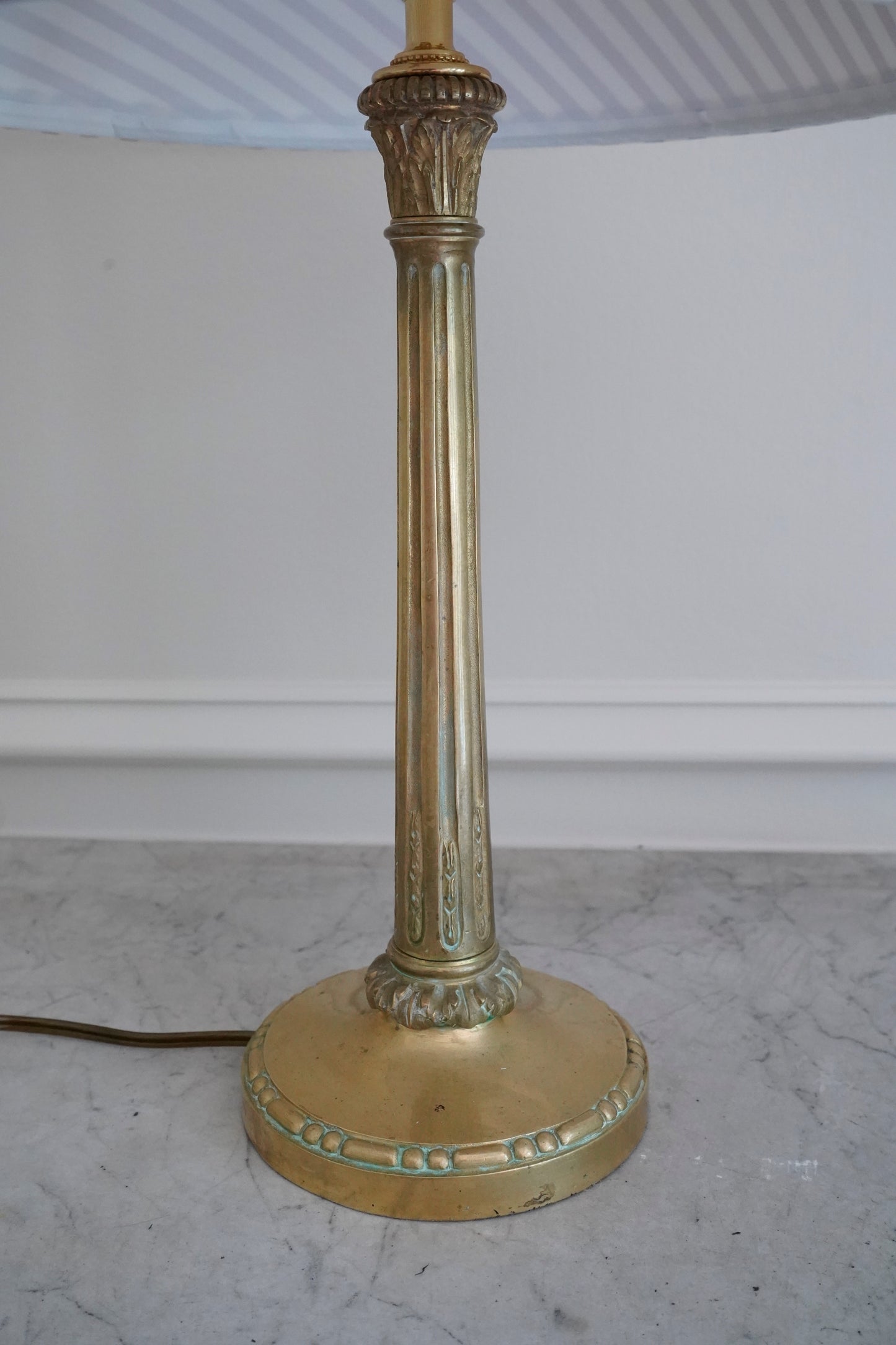 Antique French Bronze Column Lamp