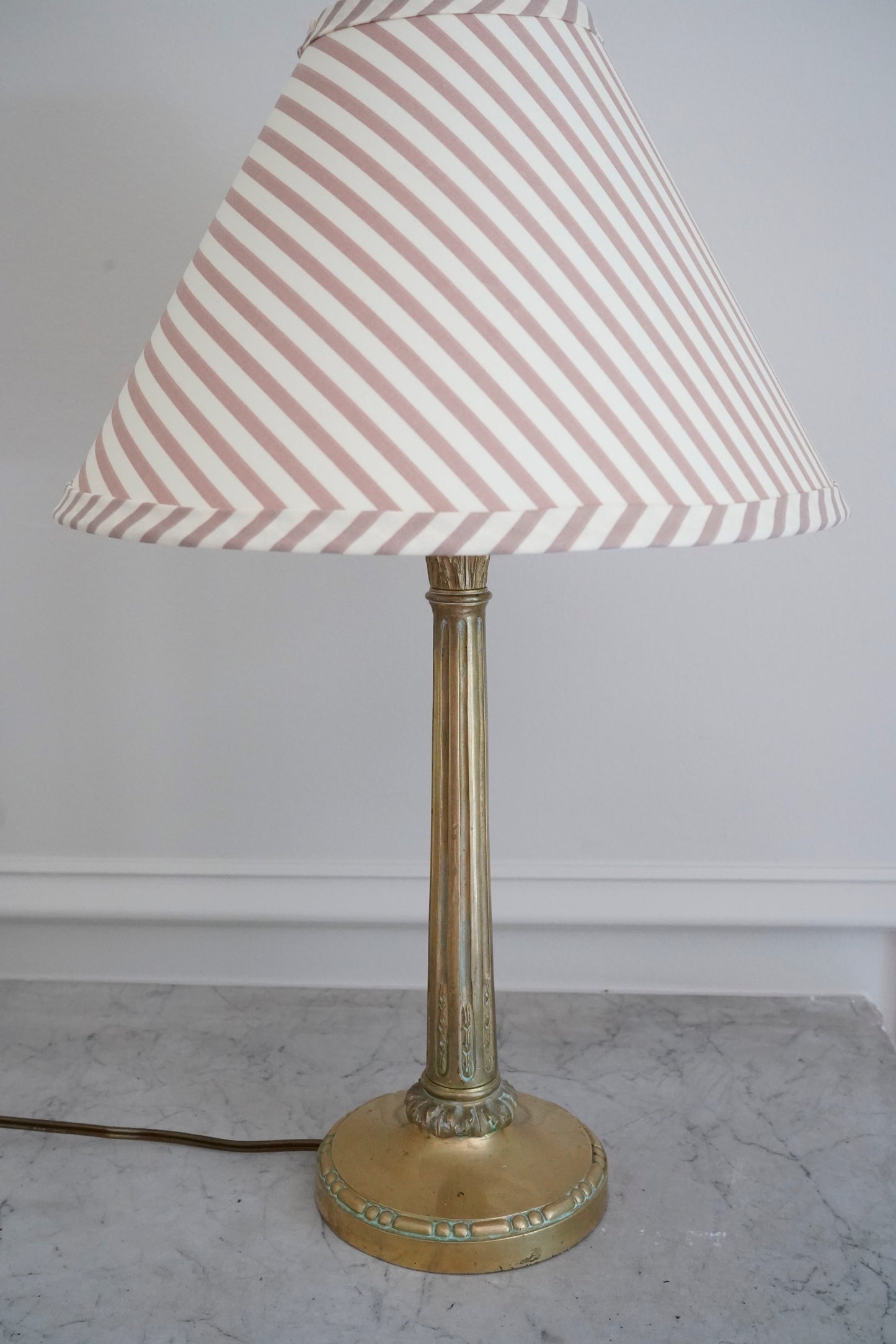 Antique French Bronze Column Lamp