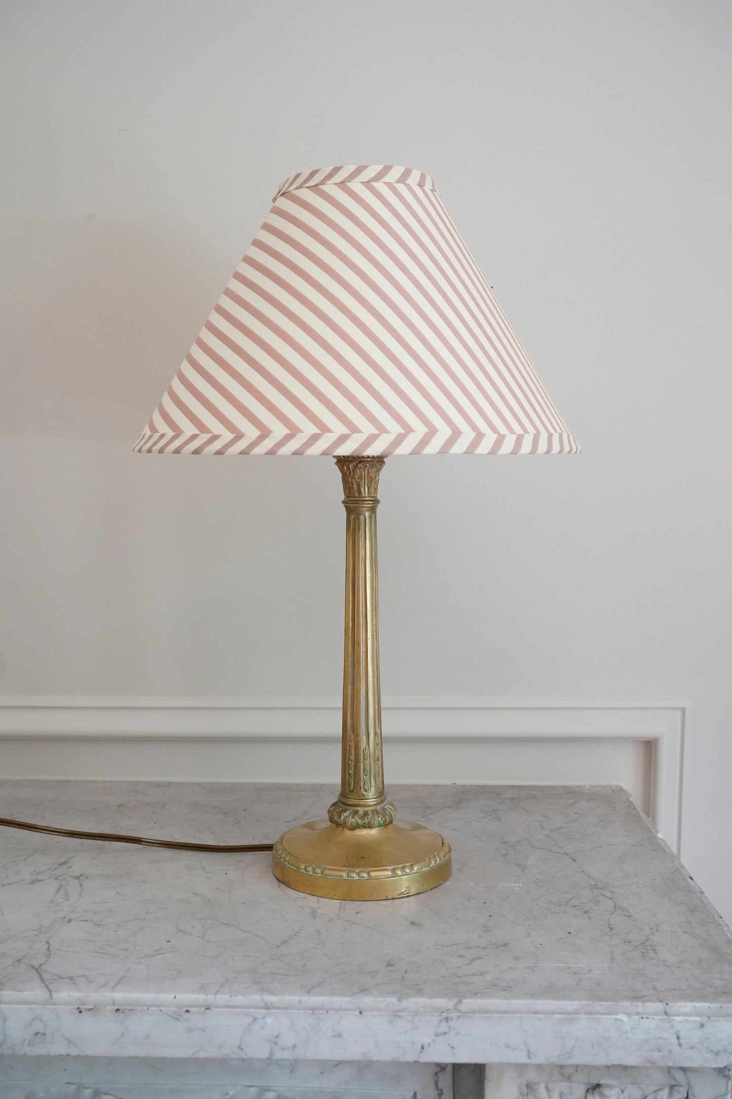 Antique French Bronze Column Lamp