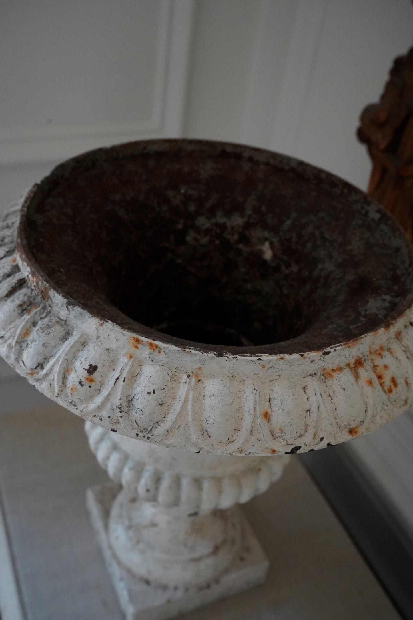 Antique French Cast Iron Painted Urn