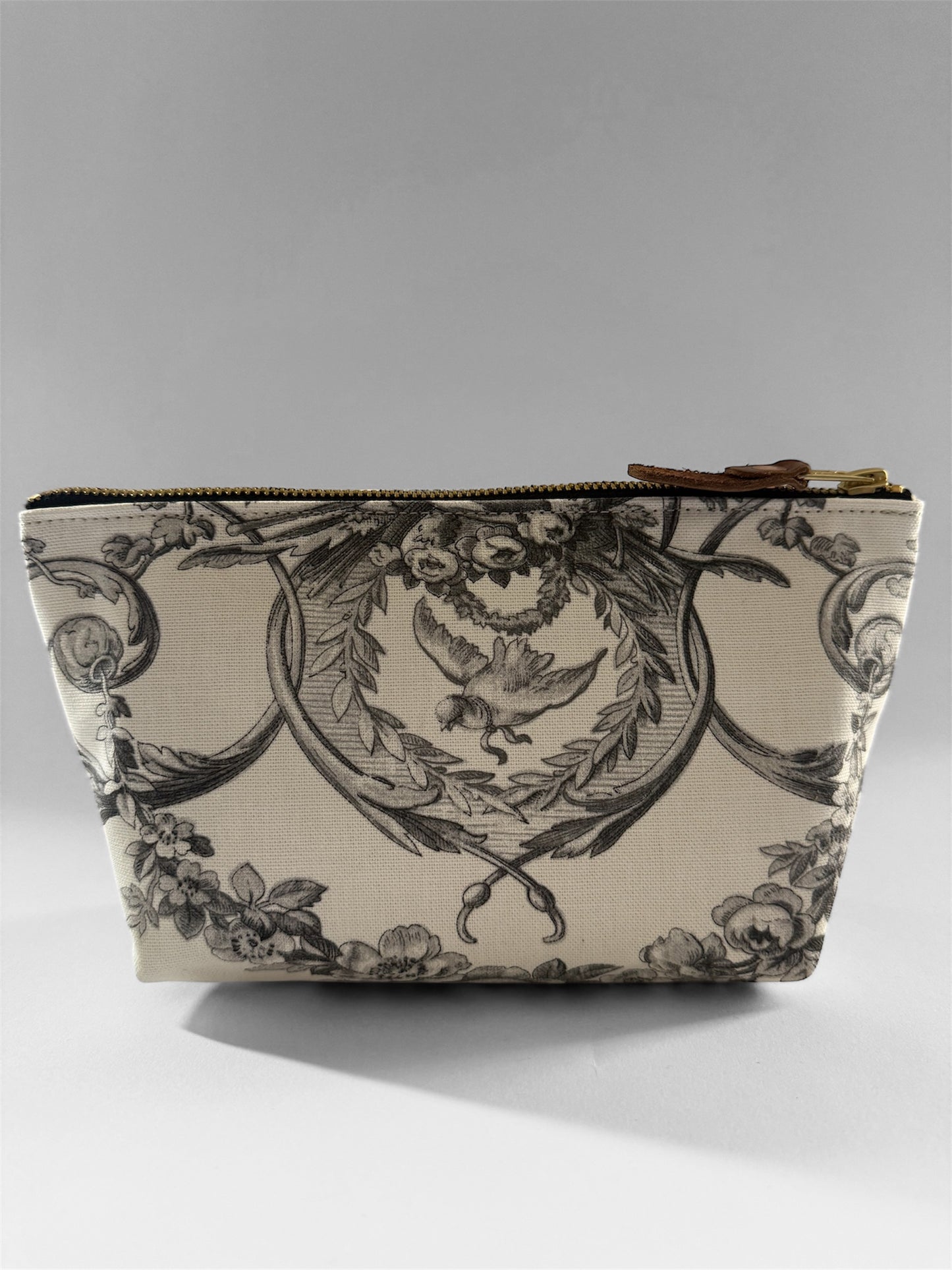 Black Toile de Jouy Makeup Bag