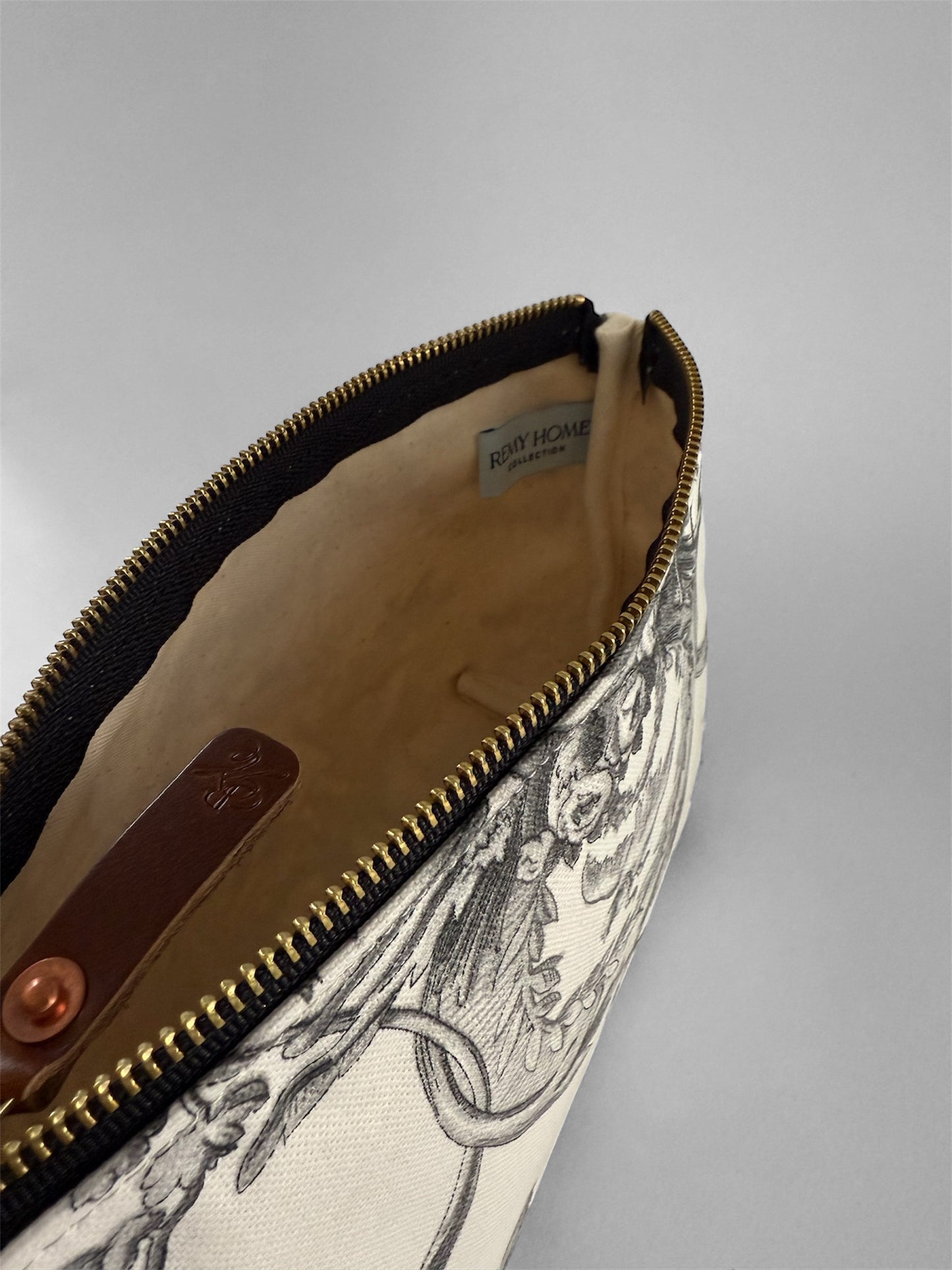 Black Toile de Jouy Makeup Bag