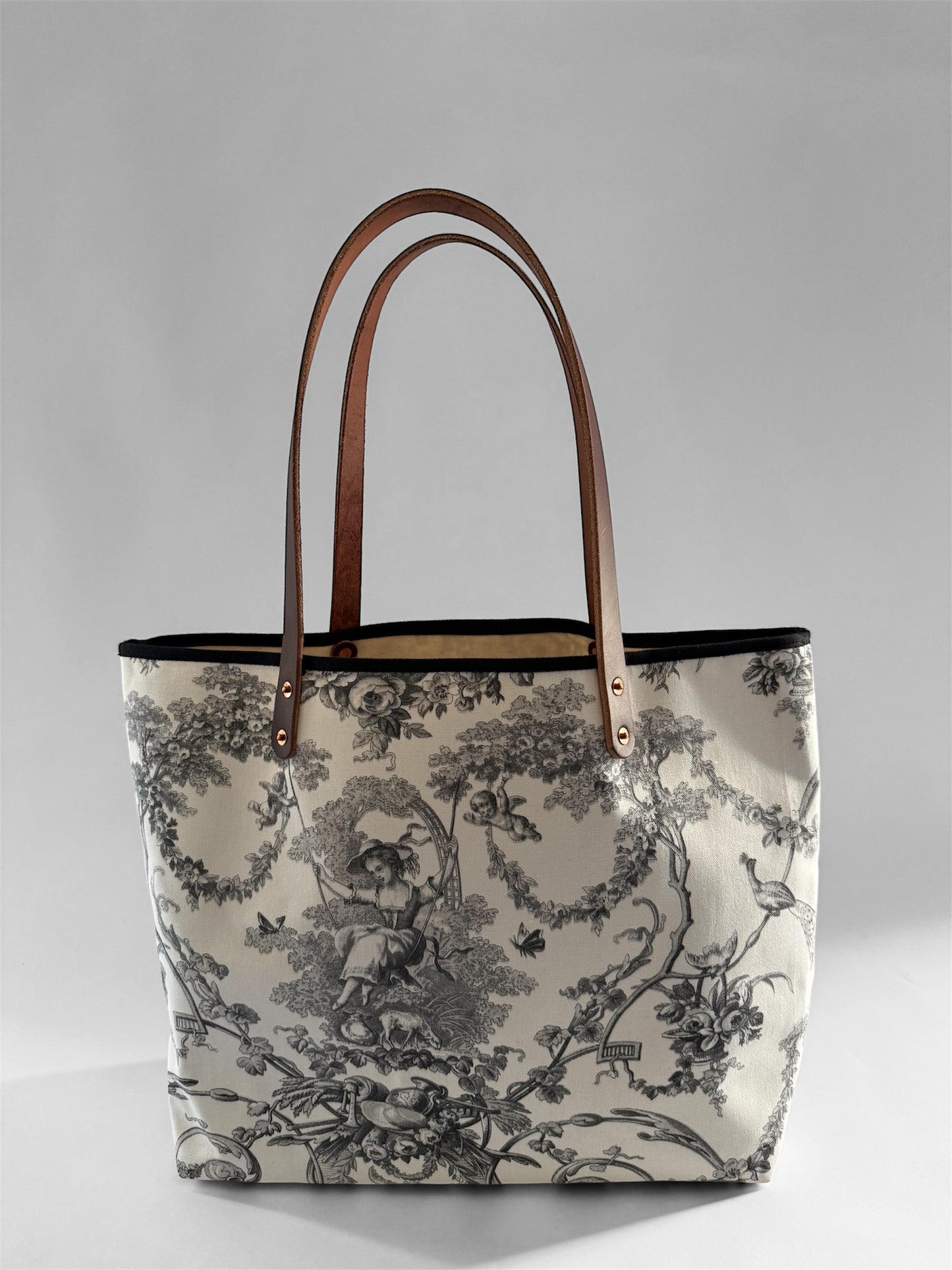 Black Toile De Jouy Large Tote