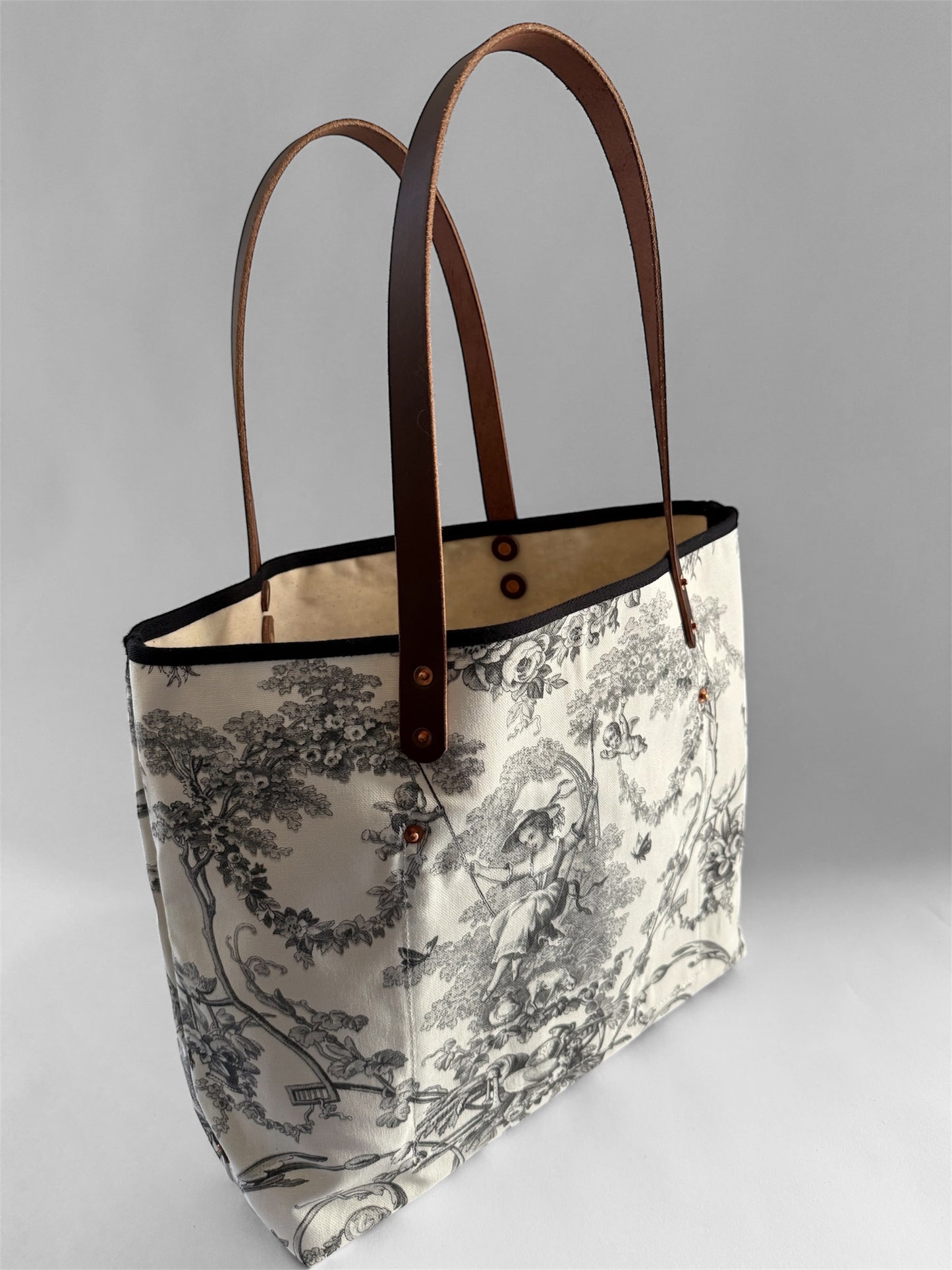 Black Toile De Jouy Large Tote