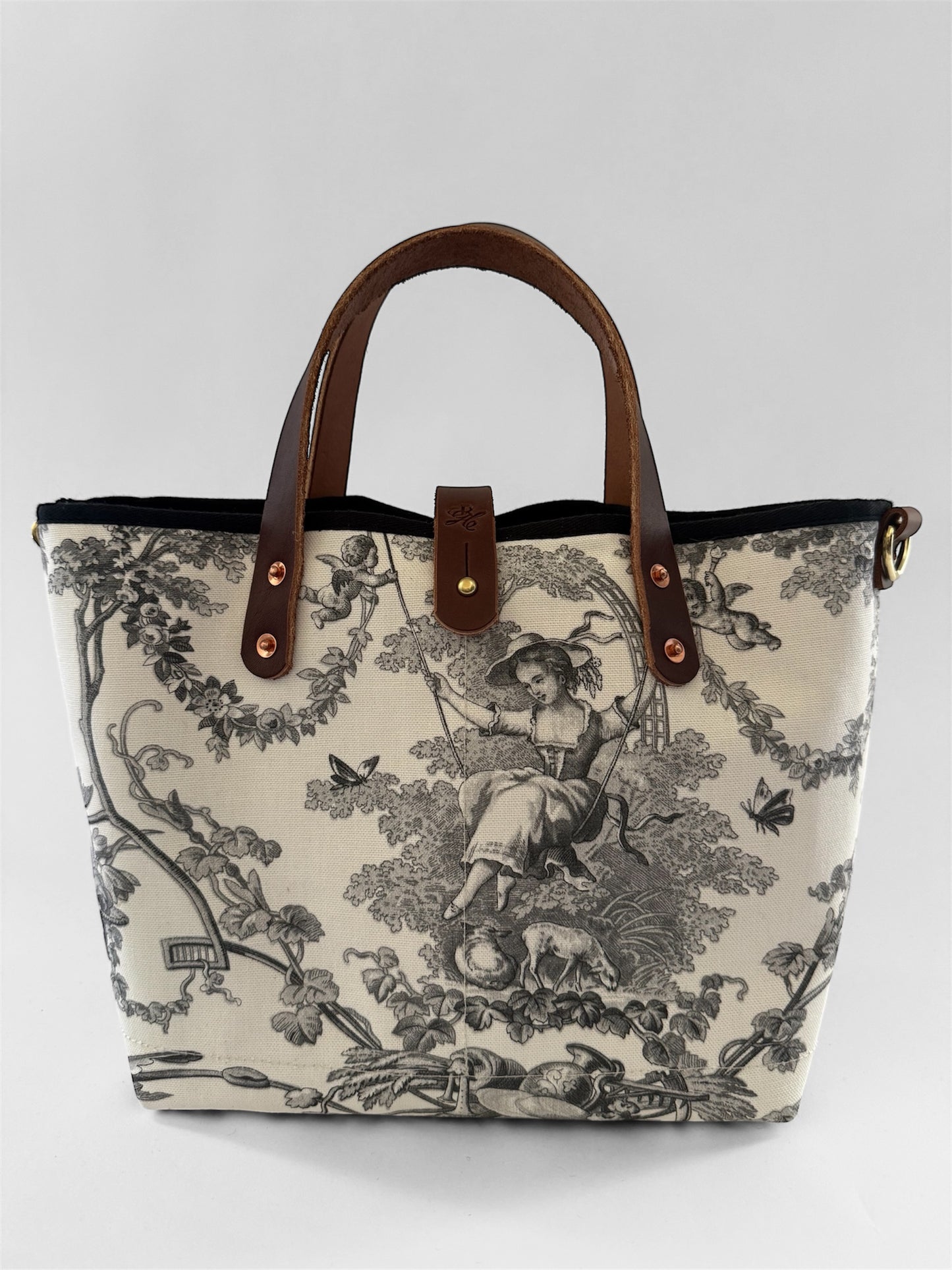 Black Toile De Jouy Small Tote
