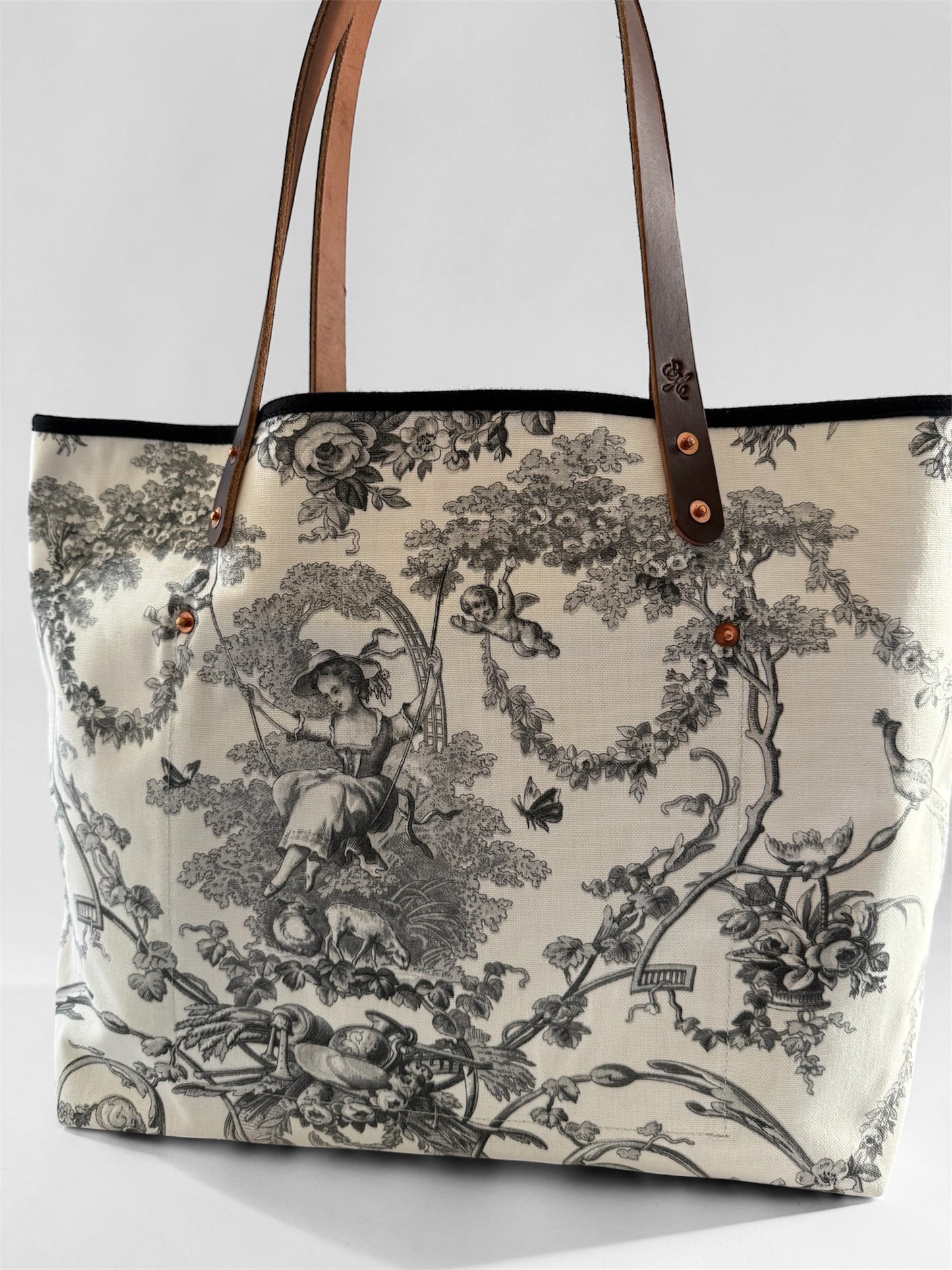 Black Toile De Jouy Large Tote