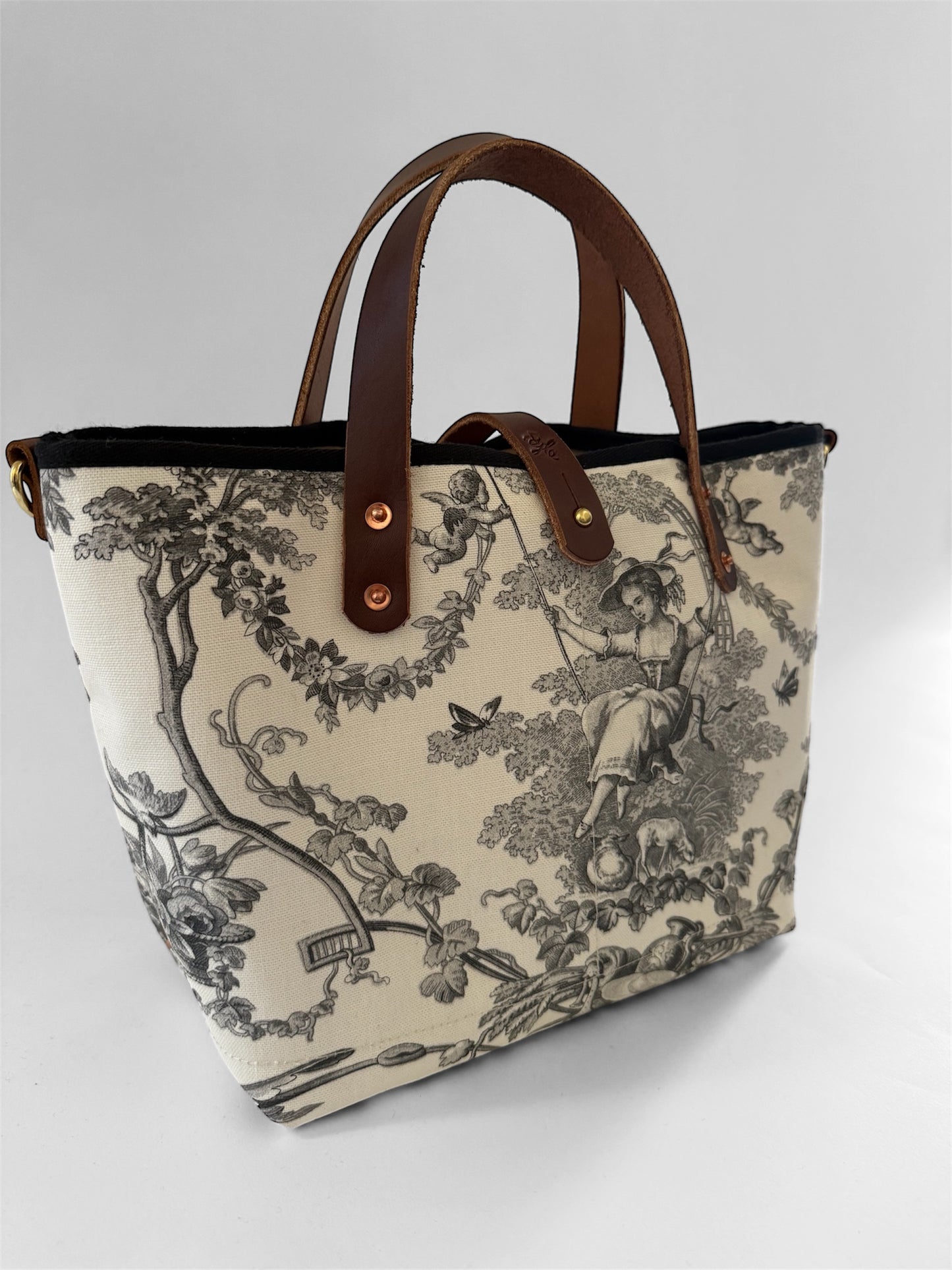 Black Toile De Jouy Small Tote