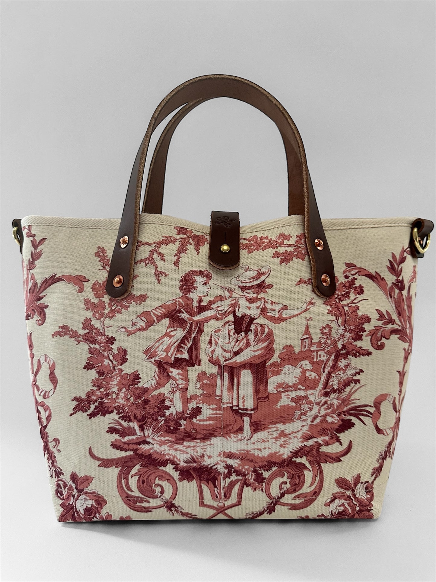 Red Toile De Jouy Small Tote