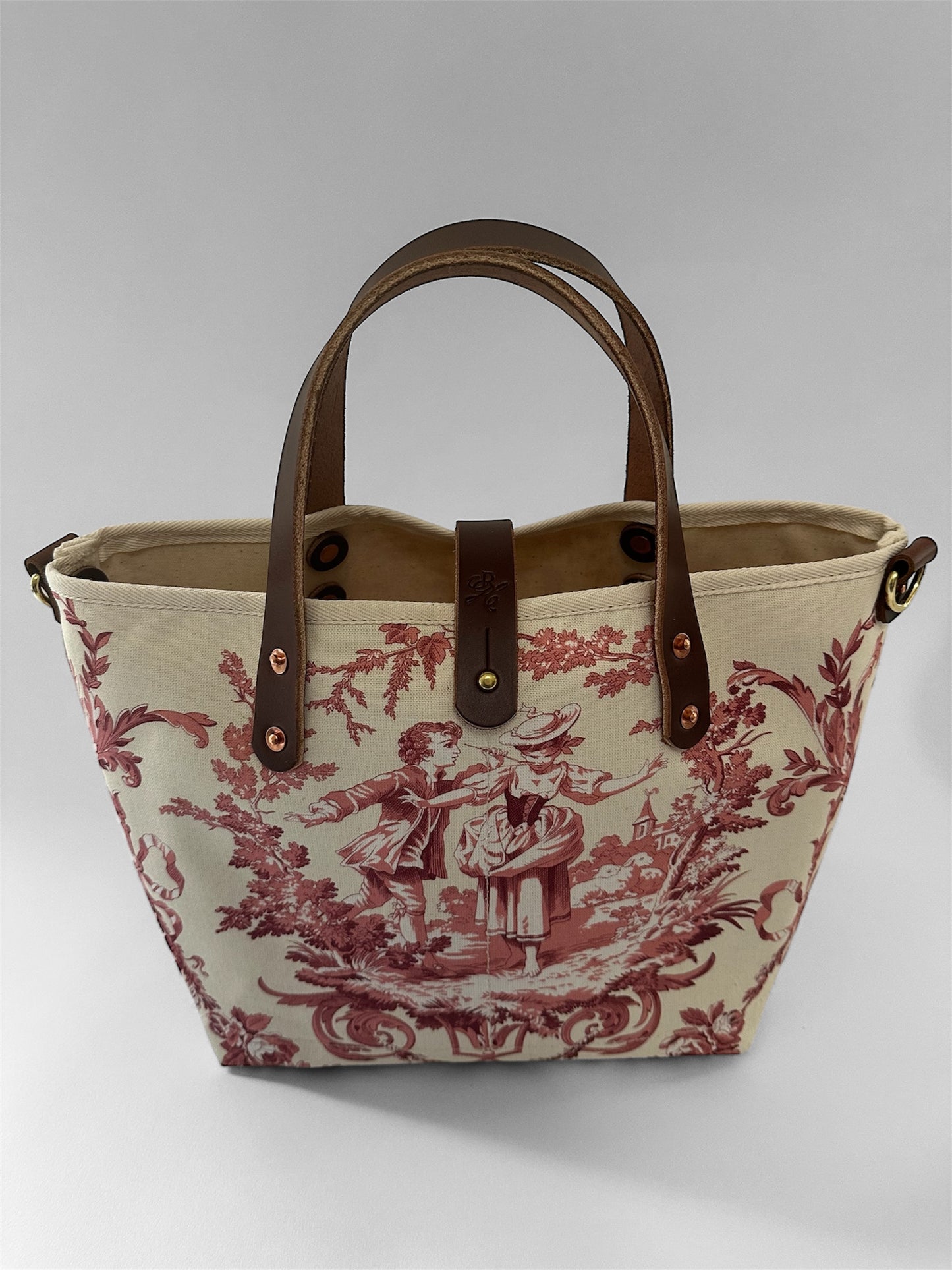 Red Toile De Jouy Small Tote