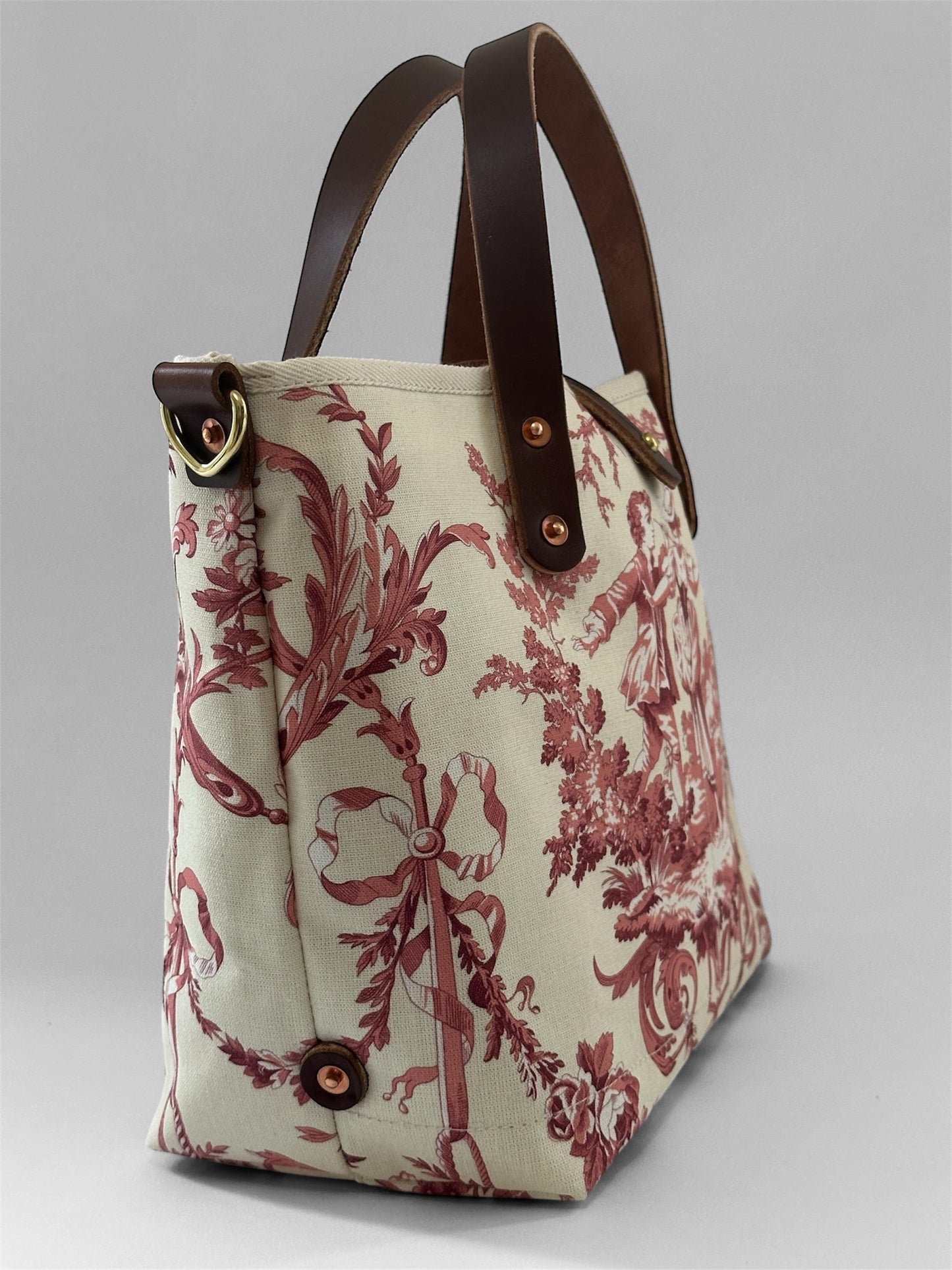 Red Toile De Jouy Small Tote