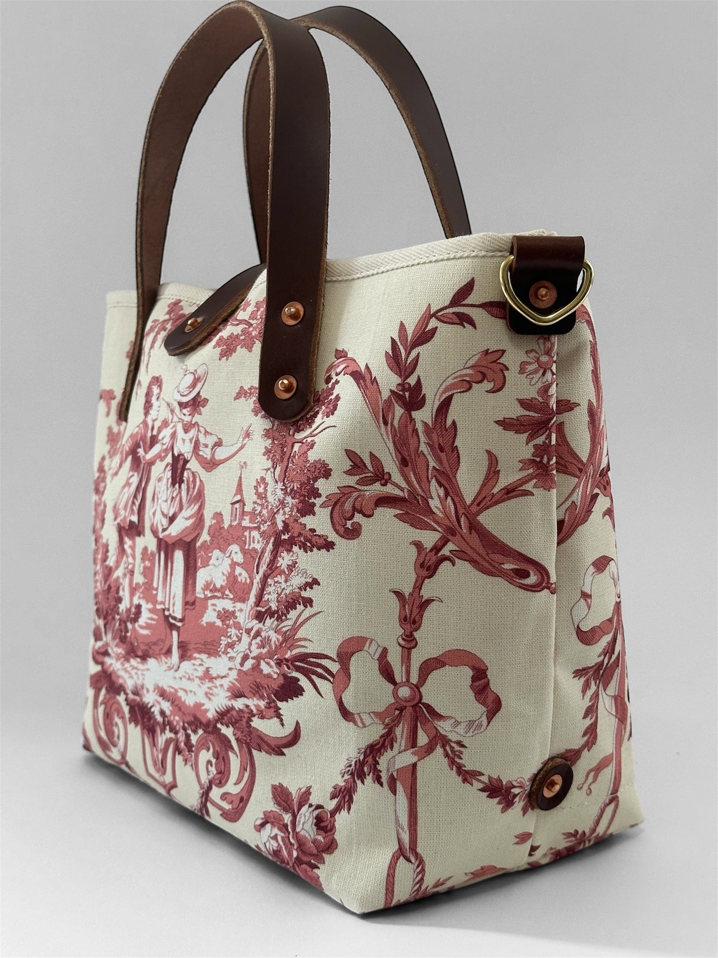 Red Toile De Jouy Small Tote