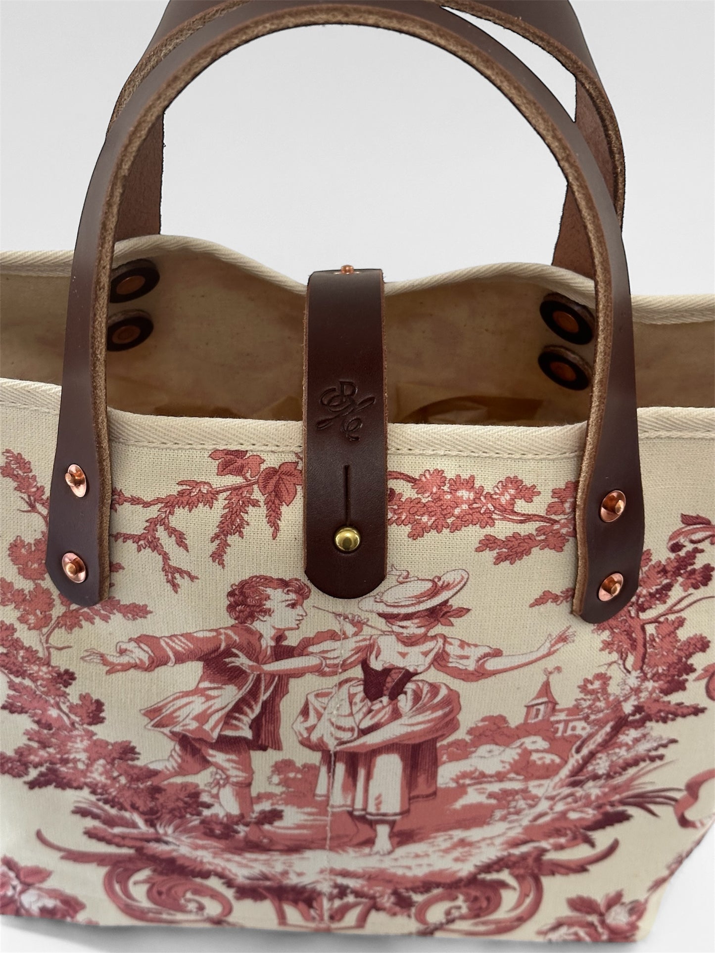 Red Toile De Jouy Small Tote