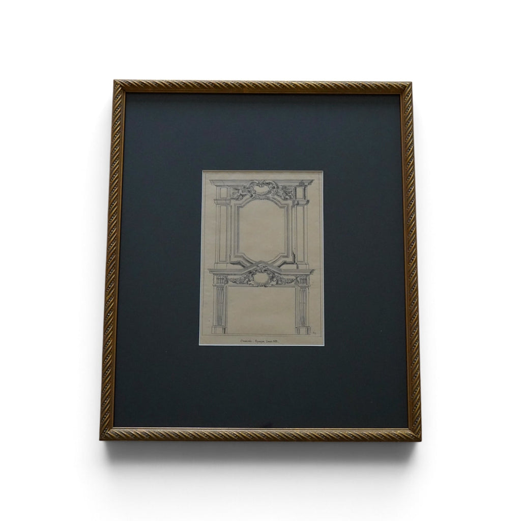 French Louis XIII Fireplace Architectural Drawing